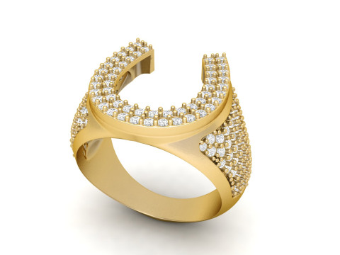 Signet Horse Nail Shoe Diamond Ring Model do druku 3D