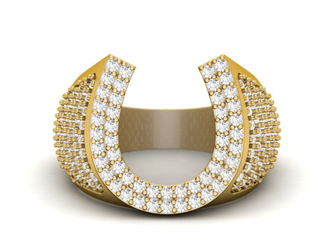 Signet Horse Nail Shoe Diamond Ring Model do druku 3D