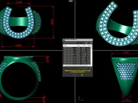 Signet Horse Nail Shoe Diamond Ring Model do druku 3D