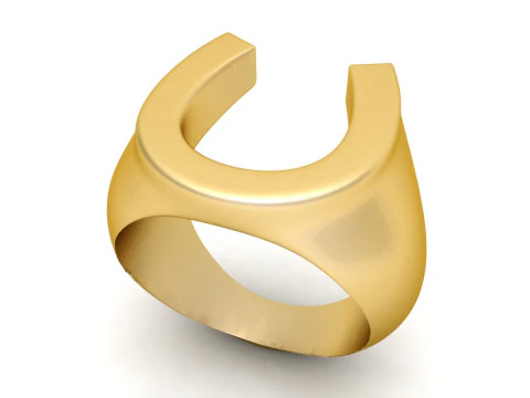 Cincin Kuku Tapal Kuda Emas Polos Model Cetak 3D