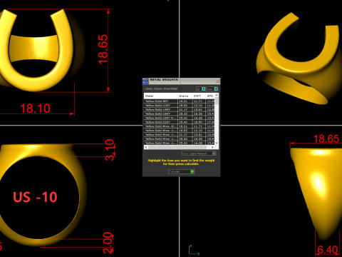 Plain Gold Horshe Shoe Nail Ring 3D printmodel