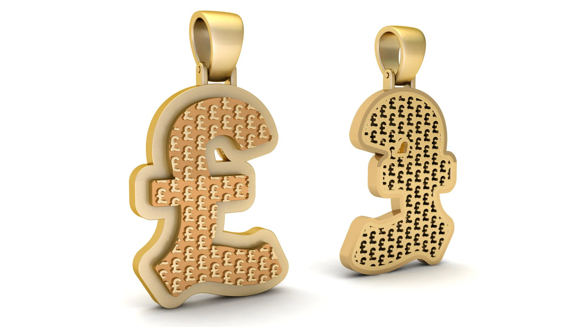 Pound Plain Gold Pendant 3D Print Model .c4d .max .obj .3ds .fbx .stl .blend