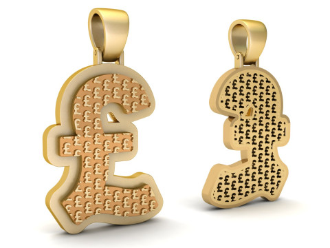 Pound Plain Gold Pendant 3D Print Model