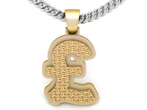 Pound Plain Gold Pendant 3Dプリントモデル