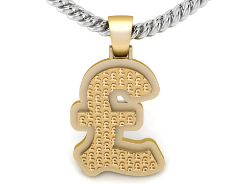 Pound Plain Gold Pendant 3D Print Model