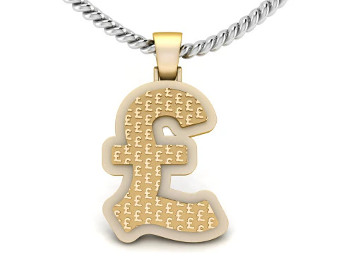 Pound Plain Gold Pendant 3D Print Model