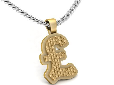 Pound Plain Gold Pendant 3Dプリントモデル