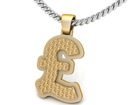 Pound Plain Gold Pendant 3Dプリントモデル