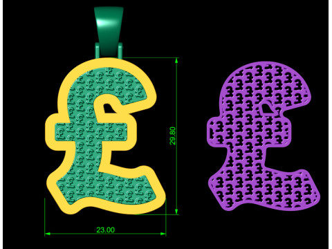 Pound Plain Gold Pendant 3Dプリントモデル
