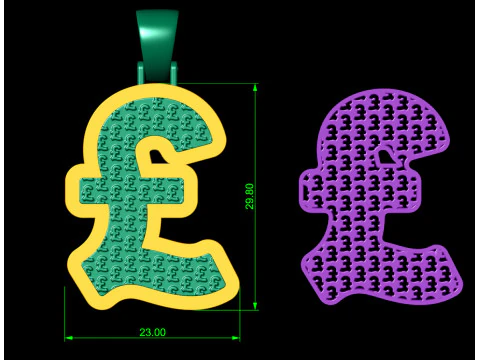 Pound Plain Gold Pendant 3D Print Model