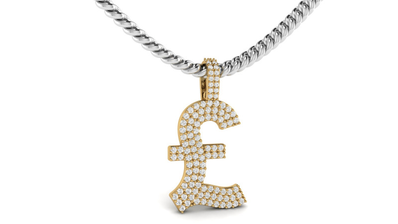 Currency Pound Diamond Pendant 3D-Druckmodell .c4d .max .obj .3ds .fbx .stl .blend