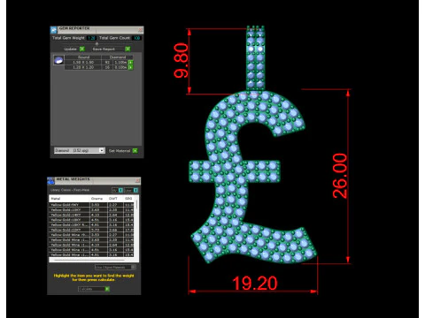 Currency Pound Diamond Pendant 3D Print Model