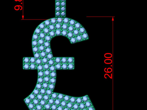 Currency Pound Diamond Pendant 3D-Druckmodell