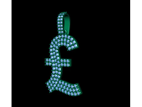 Currency Pound Diamond Pendant 3D Print Model