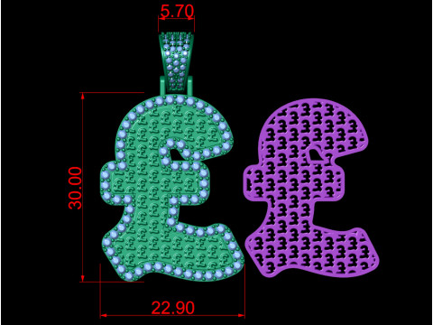 Pound Currency Hip-hop Pendant Modello di stampa 3D