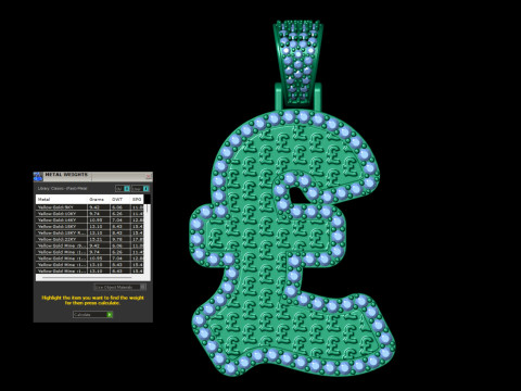 Pound Currency Hip-hop Pendant Modello di stampa 3D