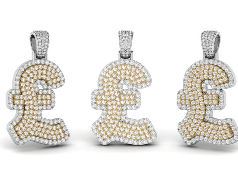 Pound Double Layered Diamond Pendant 3D Принт Модель