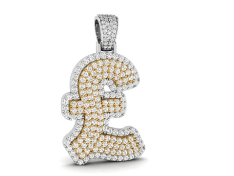 Pound Double Layered Diamond Pendant 3D Print Model