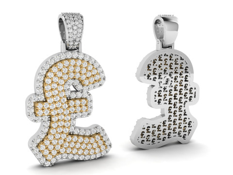 Pound Double Layered Diamond Pendant 3Dプリントモデル