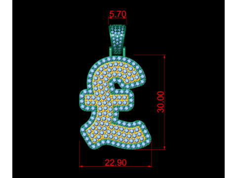 Pound Double Layered Diamond Pendant 3Dプリントモデル