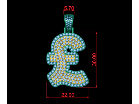 Pound Double Layered Diamond Pendant 3D Print Model