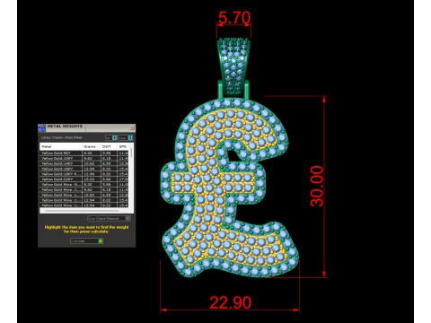 Pound Double Layered Diamond Pendant 3Dプリントモデル