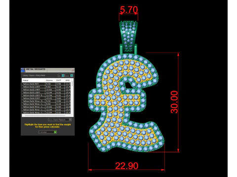 Pound Double Layered Diamond Pendant 3D Print Model