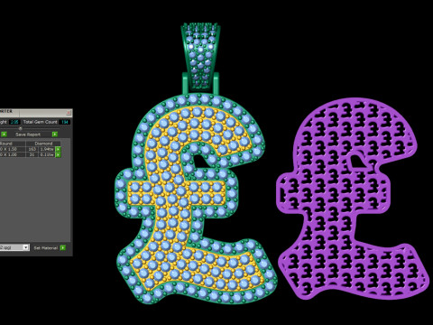Pound Double Layered Diamond Pendant 3Dプリントモデル