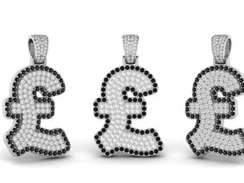 Pound Double Layered Diamond Pendant 3D Print Model