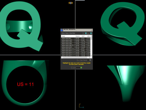 Q Letter Plain Gold Ring 3D Принт Модель