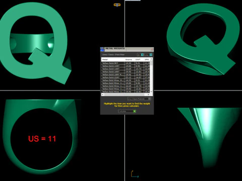 Q Letter Plain Gold Ring 3D Print Model