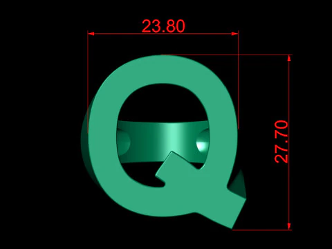Q Letter Plain Gold Ring 3D Print Model