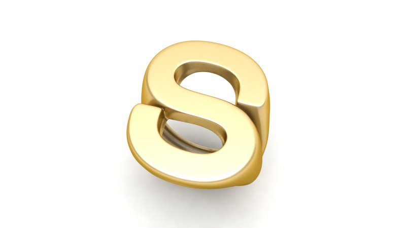 S Letter Plain Gold Ring Modèles 3D en vedette .c4d .max .obj .3ds .fbx .stl .blend