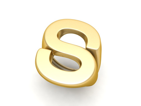 S Letter Plain Gold Ring 3D 프린트 모델