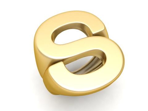 S Letter Plain Gold Ring Modèles 3D en vedette