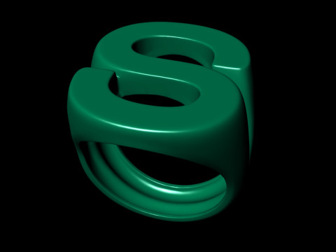 S Letter Plain Gold Ring Modèles 3D en vedette