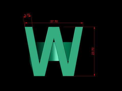 Letter W Plain Gold Ring 3D-Druckmodell
