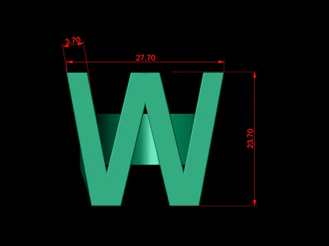 Letter W Plain Gold Ring 3D Print Model