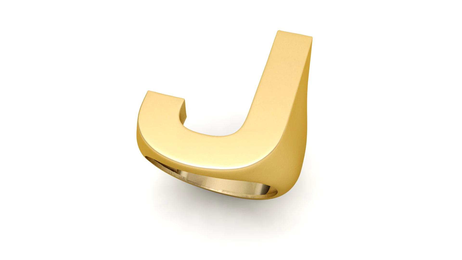 J Letter Plain Gold Ring 3D Print Model .c4d .max .obj .3ds .fbx .stl .blend