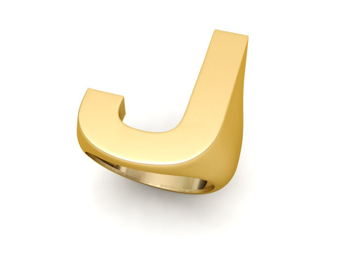 J Letter Plain Gold Ring 3Dプリントモデル