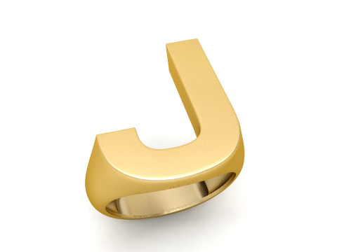 J Letter Plain Gold Ring 3D Print Model