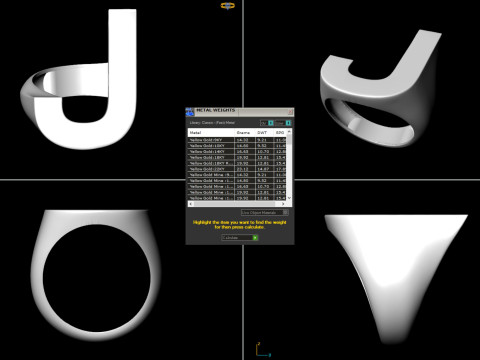 J Letter Plain Gold Ring 3D Print Model
