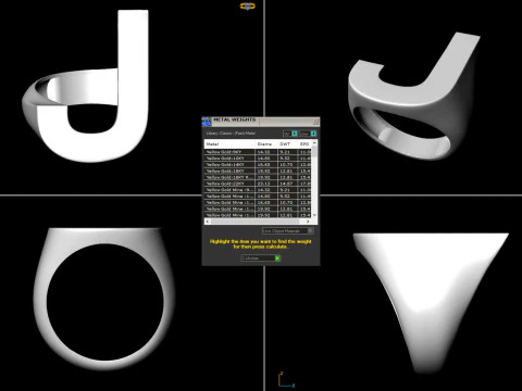 J Letter Plain Gold Ring 3D Print Model