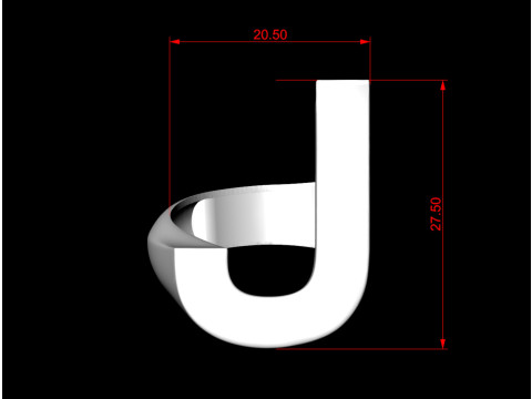 J Letter Plain Gold Ring 3D Print Model