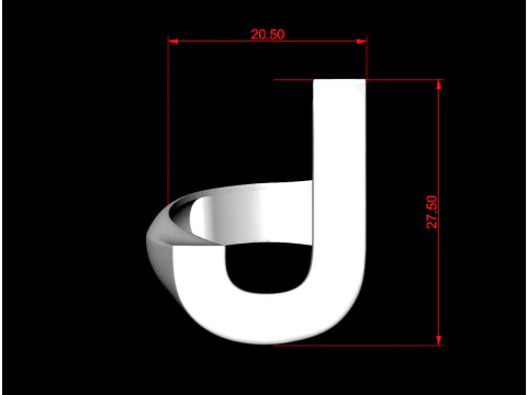 J Letter Plain Gold Ring 3D Print Model