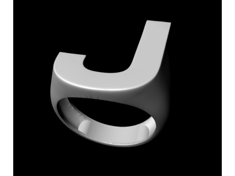 J Letter Plain Gold Ring 3D Print Model