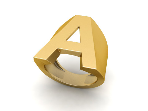A Letter Plain Gold Ring 3D print model 3Dプリントモデル