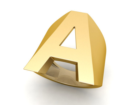 A Letter Plain Gold Ring 3D print model 3Dプリントモデル