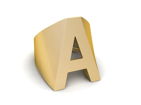 A Letter Plain Gold Ring 3D print model 3Dプリントモデル