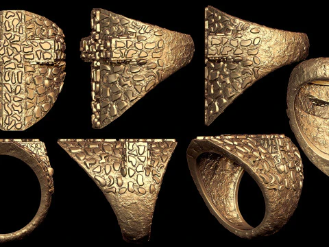 Plain Gold Nugget Cross Ring 3D Print Model